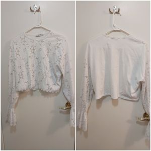 🤯2/$15 Zara White Lace Longsleeve Size Small (S)